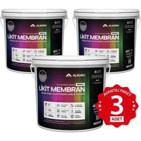 Resim Alkoru 3 Adet 13 kg Gri Likit Membran Renkli Reçine Esaslı Sıvı Su Yalıtım Malzemesi Avantaj Paket 