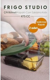 Resim Fhilli Frigo 2 Adet Bölmeli Kahvaltılık Tereyağlık Sızdırmaz Kapaklı Cam Saklama Kabı 