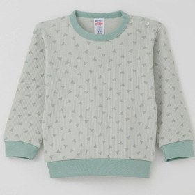 Resim Breeze Erkek Bebek Pijama Takımı Omuzdan Patlı Mini Üçgenler Desenli 4 Ay-1 Yaş, Su Yeşili Su Yeşili 