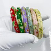 Resim 1 Adet Bohemian Emaye Çiçek Bileklik - Çok Renkli 3D Çiçek Tasarımı, Sentetik Taşlı Takı, Günlük Kıyafetler ve Hediye İçin Avrupa Tarzı Retro Kadın Bileziği 