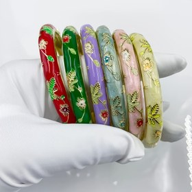 Resim 1 Adet Bohemian Emaye Çiçek Bileklik - Çok Renkli 3D Çiçek Tasarımı, Sentetik Taşlı Takı, Günlük Kıyafetler ve Hediye İçin Avrupa Tarzı Retro Kadın Bileziği 