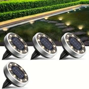 Resim 4 adet Güneş Enerjili Yer Işıkları, Dış Mekan Sıcak/Beyaz LED Peyzaj Aydınlatması, Su Geçirmez Bahçe ve Güneş Enerjili Deck Işıkları, Modern Plastik Tasarım ile Güneş Paneli ile Verimli Güneş Şarjı, Dış Mekan Bahçe Işıkları 
