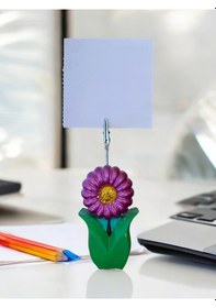 Resim Mor Ayçiçek Temalı Not Tutacağı Fotoğraf Tutacak Not Tutucu Ofis Seti Hediyelik Mor 