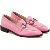 Resim Desa Kadın Pembe Kroko Baskılı Deri Loafer 