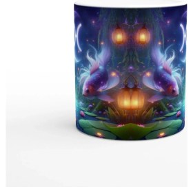 Resim Balık Burcu Baskılı Kahve Kupası - Ay Işığında Zodyak Bahçesi Vs2 