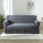 Resim Retro Dijital Baskılı Flanel Koltuk Örtüsü, Fırfırlı Etekli - Esnek Polyester Karışımı, Makinede Yıkanabilir, 1-4 Kişilik Kanepe için Uygun, Oturma Odası, Yatak Odası, Çalışma Odası İçin - Her Mevsim Ev Dekoru 