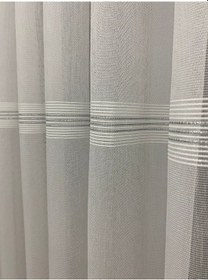 Resim İncilife Home Paris Ekru Gümüş Simli Bantlı 1/3 Sık Pileli Modern Tül Perde Ekru 