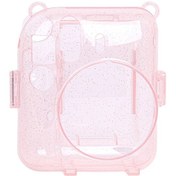 Resim Instax Mini 12 Makine Uyumlu Pembe Simli Pleksi Kılıf 
