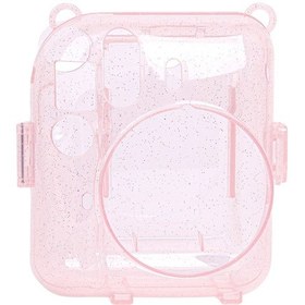 Resim Instax Mini 12 Makine Uyumlu Pembe Simli Pleksi Kılıf 
