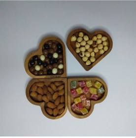 Resim Cuori Ahşap Kalpli 4 Parça Çerezlik Kahvaltılık 