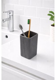 Resim Diş Fırçalık Plastik Gri Kare 3403 Gri 