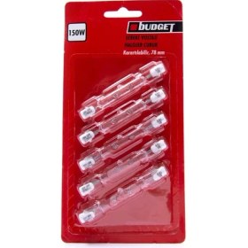 Resim Budget 150W 220-240V R7S Çubuk Halojen Ampul 5'li Paket 