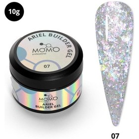 Resim Momo Professional Ariel Builder Gel Nail Art İçin Protez Tırnak Jeli No.07 Şeffaf Holografik Mavi Mor Simli 10 Gr 