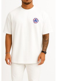 Resim Oversize 2025 Dünya Kupası Cep Ve Sırt Tasarımlı Unisex T-shirt Beyaz 