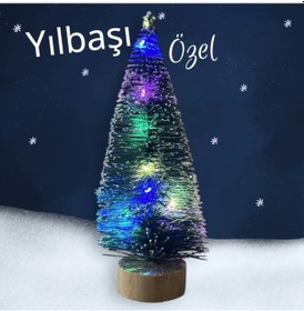 Resim Yeni Yıla Özel Işıklı Masaüstü Çam Ağacı 