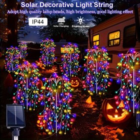 Resim 4 adet Güneşli Noel Havai Fişek Işıkları, IP44, 8 Mod, RV Kampı ve Açık Hava Blok Partisi Süslemeleri için Uygun, Bahçe, Avlu, Alışveriş Merkezi, Çim ve Tatil Noel Süslemeleri için İdeal 
