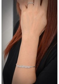Resim Kadın Gümüş Set - Arın Zirconia Taşlı Su Yolu Set • Işıklı Kutuda • Düğün • Nişan • Gelin Seti 