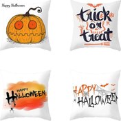 Resim Xiyyadms Halloween Dekoratif Kumaş Yastık Kılıfı - Kanarya Derisi Kadife, 45x45cm, Akrep, Bat, Kabak Desenleri, Ev Araba Partisi Dekoru 