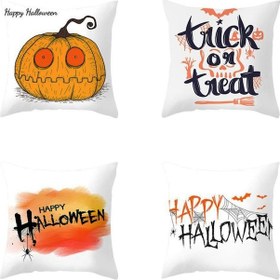 Resim Xiyyadms Halloween Dekoratif Kumaş Yastık Kılıfı - Kanarya Derisi Kadife, 45x45cm, Akrep, Bat, Kabak Desenleri, Ev Araba Partisi Dekoru 