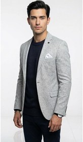 Resim Erkek Blazer Ceket - Slim Fit Karyağdı Desenli - Tek Düğmeli Spor Şık Günlük Ofis Ceketi 