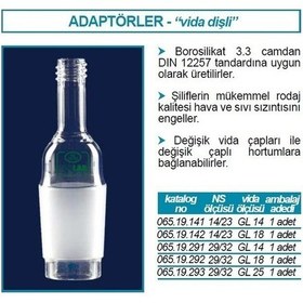 Resim İsolab 065.19.293 Adaptör - Vida Dişli - Musluksuz -düz-cam -erkek Şilif: Ns 29/32 - Gl 25 1 Adet 