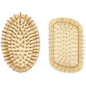 Resim Saç Tarağı 2 Parça Anti-statik Tarak Ahşap Saç Fırçası Hava Yastı 