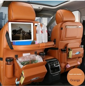 Resim Xuweiwei Vaspwıt Lüks Tangerine Araç Koltuğu Düzenleyici Tepsi Mendil Kutusu Çöp Kutusu 