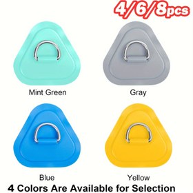 Resim 4/6/8 adet Şişme Bot, Kayak, Dinghy SUP için D-Halka Yama, D-Halka PVC Yama Stand-Up Sörf Tahtası, Kano, Rafting 