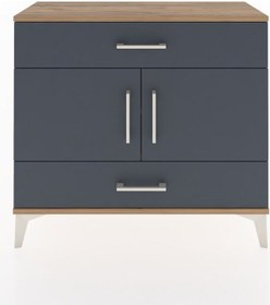 Resim Arges Şifonyer 2 Raflı 2 Çekmeceli 2 Kapaklı 88x30x80 Çam-antrasit Atlas Çam 