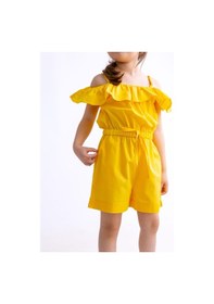 Resim Oliven The Kid Oliventhekid Omuzdan Fırfırlı Poplin Kız Çocuk Tulum Sarı Sarı 