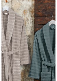 Resim Elart Soft Bornoz Aile Seti 6 Parça 70x135 Cm Bej-yeşil Yeşil 