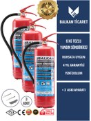 Resim Balkan Ticaret 3 Adet 6 Kg Tozlu Yangın Tüpü + askı aparatı hediyeli - uyarı levhası ile dikkat çeker 