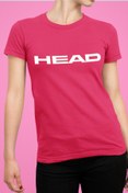 Resim Head Kadın Pembe Logo Baskı Basic Bisiklet Yaka Fit Kesim Spor T-shirt Pamuklu Tenis Tişörtü 