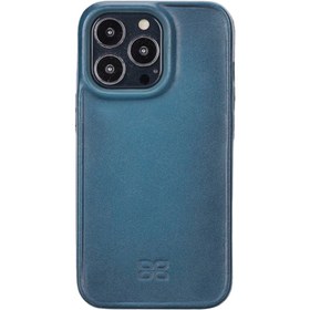 Resim Apple iPhone 13 Pro Uyumlu Deri Arka Kapak Hull BRN4EF Mavi 