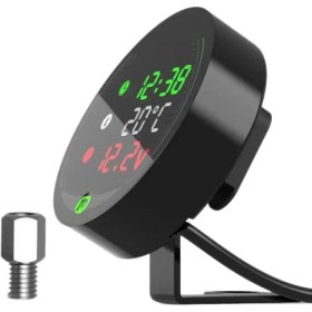 Resim Richard4 5 In 1 Motosiklet Su Sıcaklığı Ölçer USB Şarj Edilebilir Zaman Voltmetre LED Gece Görüş Ölçer Sıcaklık Sensörü ile (Yurt Dışından) 