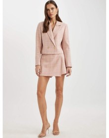 Resim DeFacto Yüksek Bel Desenli Tweed Şort Etek C5751AX24SMPN320 Pembe 