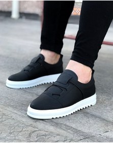 Resim BZ Moda B036 BT Bağcıklı Lastik Detaylı Ortopedik Taban Erkek Sneaker Ayakkabı Siyah 