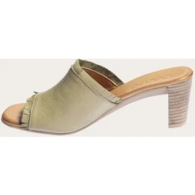 Resim Bueno Shoes Deri Haki Kadın Topuklu Terlik 