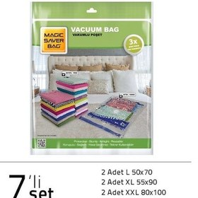 Resim Magic Saver Bag 7'Li Vakumlu Poşet Seti 2 L+2 Xl+ 2 Xxl+1Jumbo 