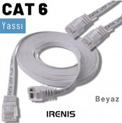 Resim Irenis CAT6 Kablo Yassı Ethernet Network Lan Ağ İnternet Kablosu 7.5 M Beyaz 