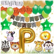 Resim Safari Konsepti P Harfli Doğum Günü Parti Kutlama Seti; Harf Ve Y 