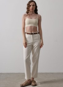 Resim Genel Markalar eyesof Kemerli Havuç Pantolon - Ekru 