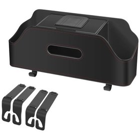 Resim Araba Arka Koltuk Organizatör Saklama Kutusu 3 In 1 Kanca İle 