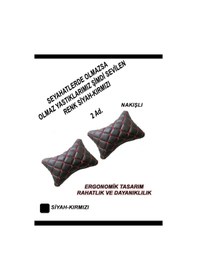 Resim Mercedes W220- Uyumlu Oto Koltuk ,araba Boyun Yastığı Kırmızı Siyah 