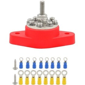 Resim Sones 5/16 İnç M8 Rv Yat 8 Yollu Terminal Saplaması, 2 Adet M5x20 Vida + Terminaller Kırmızı 