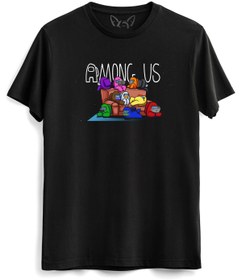 Resim Alfa Tshirt Among Us Resimli Dijital Baskılı Çocuk Siyah Tshirt 