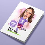 Resim Futbolcu Kadın Karikatürlü Tebrik Kartı 
