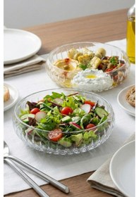 Resim Selen Concept El Yapımı Orta Boy Cam Salata Kasesi 2'li Şeffaf 