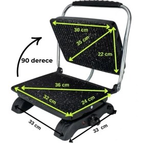 Resim Dökümix Demir Döküm Granit Gri 1800 Watt 4-6 Dilim Ev-Sanayi-Büfe Tipi Tost Makinası Ve Izgara 