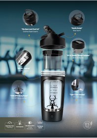 Resim Stevig 4 Gym Şarj Edilebilir Elektrikli Protein Shaker 650 Ml Black ST-225 